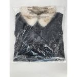 Unreal Fur Black Wet Look Aviator Jacket Faux Leather & Fur Collar Women’s M Size M Photo 6