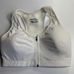 Saucony  Zip Front Impact Sports Bra White Racerback‎ Activewear Size 34DD Photo 0