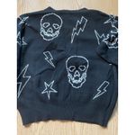 No Boundaries New Women’s  Skull 💀 Print Cardigan Black White size Small 4-6 Photo 4