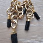 Banana Republic Aureus + Argent Black Tourmaline Charm Necklace Coated Brass Golden Chain Photo 3