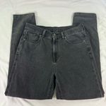 American Eagle  Size 4 Black Denim Mom Jean Stretch Zip Fly Straight Leg Hi Rise Photo 0