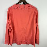 Susan Graver  1X Coral Linen Blend Eyelet Button Jacket Boho Cottagecore Romantic Photo 2