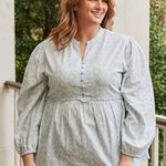 Studio West  Apparel Top Women Large Blue White Button Front Boho Peasant Tunic Photo 3