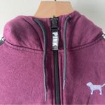 Victoria's Secret PINK  Burgundy Full Zip Hoodie Sequin Dog Fleece Hood Jacket XS Photo 7