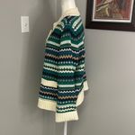 Talbots Cotton Green Striped Chunky Cardigan Sweater Size XL Womens Warm Heavy Photo 3