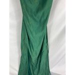 La Femme  Emerald Green Satin Lace Up Back Maxi Gown Size 8 Photo 5