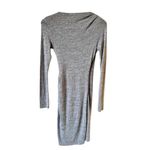 Wilfred Aritzia Klum Faux Wrap Grey Hi Low Ruched Bodycon Dress XS Gray Photo 3