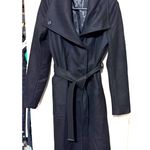 Halogen Black Wool Coat Size S Women's Long belted dress wide lapel Photo 0