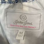 Lauren James  Womens‎ Medium Blue Gingham One Shoulder Top Blouse Ruffle Photo 2