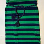 Lacoste VTG David Crystal 70s Green Blue Striped Green Dress Preppy Belted Cowl Photo 4