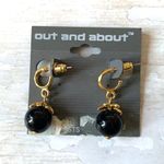 Target Women’s Black Gold Dangly Earrings Out & About Brand Surgical Steel Post NEW Photo 0