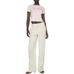 Mango  Amor Stitched Printed Cotton-Blend T-Shirt Pink Love NWT Medium Photo 7