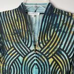 Alexandra Rosati Ribbon Blue Watercolor Art To Wear Blazer Jacket Cotton Size 4 Photo 1