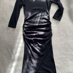 Michael Stars  Christina Black Ruched Long Sleeve Cotton Ribbed Fitted Dress Sz M Photo 7