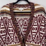 Lucky Brand Boyfriend Cardigan Sweater S Red Jacquard Southwestern Aztec Tribal Photo 1