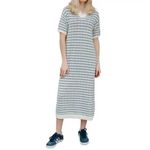 Miou Muse Striped Open Knit Midi Dress Collared Blue/White Size M NEW Blue Size M Photo 3