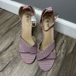 New Cushion Walk by Avon Woman Strip block heel shoes sandal Sz 9 Fabric Upper Multiple Photo 1