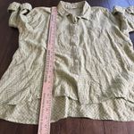 Habitat  Womens Size XL Top Button Down Collared High Low Plaid Green White Linen Photo 3