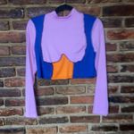 Blush Mark Purple Blue Orange Color Block Leggings Crop Top Athletic Set Size 0X Photo 5
