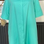 Perlavera 100% Cotton Christy Poplin Button Collared Shirt Dress ~ Size XS 💛🍄 Blue Photo 1