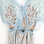 L'ATISTE L’ATISTE Aqua Lace Lined Lattice Detailing Short Sleeves Low V-Neck Romper Small Photo 4