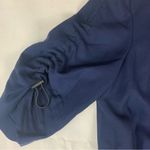 Akris Punto  women's size 10 m Navy Wool Blend dress button front cinch waist Photo 12