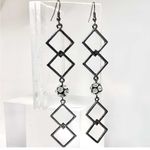 Sam Edelman NEW -  Chic Geometric Gunmetal Dangle Earrings w Rhinestone Accent Photo 2