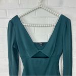 Lulus  Green Ribbed Long Sleeve Cut Out Bodysuit Size L Photo 1