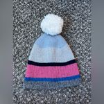 Gap Women's Striped Pom Pom Shimmery Winter Hat Beanie One Size Photo 2