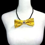 “Dainty Dapper”Yellow BowTie necklace with Black Beaded embellishment Yellow Photo 0