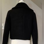 Vince cropped shearling fur lined moto jacket in black size small Photo 7