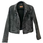 Levi's LEVI’S Paint Splatter Washed Black Denim Trucker Jacket Sz M Photo 0