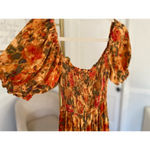 Olivaceous  Floral Midi Dress Puff Sleeve Boho Cottagecore Romantic Spring Summer Photo 6