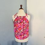 Gap ‎ Women Pink Floral Halter Relaxed Knot Tie Blouse Size S Photo 5