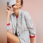 Anthropologie / Cartonnier | Beachy Linen Blue Stripe Blazer Jacket, Size US0 Photo 1