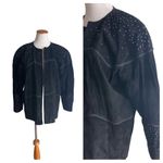 Vintage Suede Jacket/Coat Black Rhinestones Deadstock Y2K/90s Era Rocker Chic Photo 1