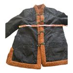 Handmade Vintage Black Jacquard Tang Style Jacket Sherpa Lining Frog Closure S/M Photo 7