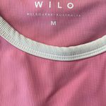 WILO The Label Pink and White Razorback Sports Bra Size M Photo 3
