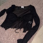 Princess Polly Black Sheer Crop Top Photo 0