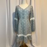 Cupcakes & Cashmere Ivory Floral Ballon Sleeve Ruffle Dress | NWT 6 Blue Photo 2