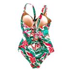 Kona Sol Swimsuit Large 12 14 Tropical Floral One Piece Tummy Control Cruise Photo 4
