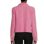 Nanette Lepore NANETTE Tweed Open Front Blazer In ROSE TROPICA / WHITE Photo 2