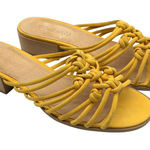 Madewell  Dakota Sandal Slides Block Heel Woven Leather Strappy Yellow Size 8 Photo 0