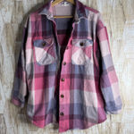 Maurice's Plaid Button Up Flannel Shirt POCKETS Jacket Pink Purple Size M Photo 0