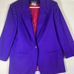 Sag Harbor VTG  Women Purple Wool Blazer Jacket Single Button Lined Size 16 Photo 0