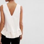 ASOS  V Neck Ruffle Peplum Sleeveless Tank Top Raw Edge Photo 3