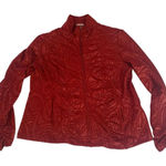 Erin London Women's M Standard Red Floral Textured Full Zip Jacket Size XL Photo 0