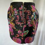 English Rose New  Metallic Floral Jacquard Mini Skirt Black Pink Photo 2