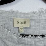Koch Grey Linen Blend Boho Embroidered Trim Boxy Cap Sleeve Mini Dress Size XS Photo 2