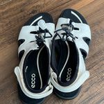 Ecco  Black and White Comfort Foam Sandals Photo 5